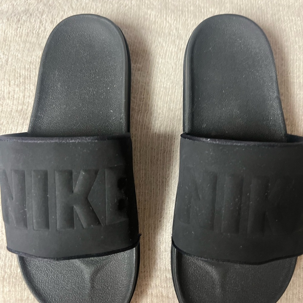 Nike Black Slide Sandals with Raised Logo Strap